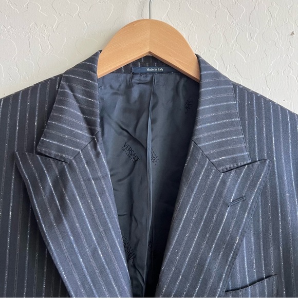 Vintage 90s Versace Striped blazer jacket Versace Collection Couture - Picture 4 of 7